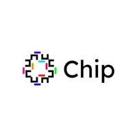 Tech Chip Flat  simple logo design vector