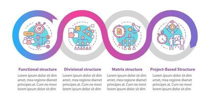 plantilla infográfica vectorial de estructura corporativa. jerarquía de la organización. administracion de COMPAÑIA. diseño de presentación de negocios. visualización de datos con cuatro pasos. gráfico de línea de tiempo del proceso. diseño de flujo de trabajo vector