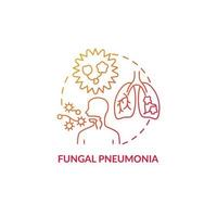 Fungal pneumonia red gradient concept icon. Pulmonary inflammation abstract idea thin line illustration. Spores inhalation. Respiratory pathogens. Inhaling fungi. Vector isolated outline color drawing