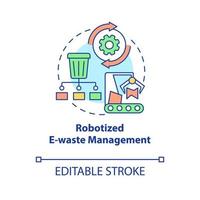 Robotized e-waste management concept icon. Nature protection. Innovations to reduce waste abstract idea thin line illustration. Vector isolated outline color drawing. Editable stroke