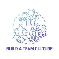 Build team culture blue gradient concept icon. Social entrepreneurship abstract idea thin line illustration. Company values. Teamwork and collaboration. Vector isolated outline color drawing