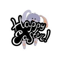 Rabbit and letters Happy Easter isolated on white background vector