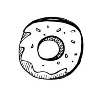 donut en estilo garabato aislado sobre fondo blanco vector