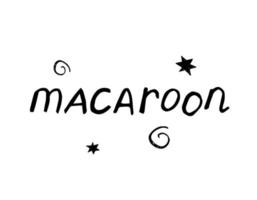 macarrones con letras dibujadas a mano sobre fondo blanco vector