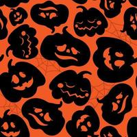 Halloween seamless pattern with pumpkins and spider webs. vector