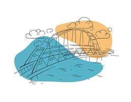 Bridge on a white background. Vector illustration.