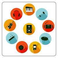 Música iconos multicolores gráficos vectoriales sobre un fondo blanco. vector