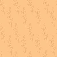 Seamless floral pattern with leaves on a light yellow background. Vector natural texture for eco-design of textiles, wallpaper, printing on paper, fabric, scrapbooking.