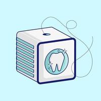 ilustración de vector de dibujos animados de hilo dental de cuidado bucal