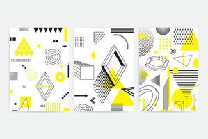 Posters set with bright bold geometric elements vector