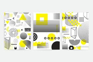 Posters set with bright bold geometric elements vector