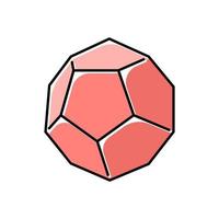 Dodecahedron Color icon. Geometric figure with hexagon base. Decorative graphic element. Minimalistic ruby crystal. Simple gemstone. Flat abstract shape. Isometric form. Isolated vector illustration