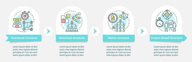 Corporate structure vector infographic template. Organization hierarchy. Company management. Presentation design elements. Data visualization with four options. Process timeline chart. Workflow layout