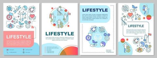 Lifestyle brochure template layout. Way of life. Style of living. Flyer, booklet, leaflet print design with linear illustrations. Vector page layouts for magazines, annual reports, advertising posters