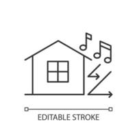 Sound insulation linear icon. Walls soundproofing performance improvement. Sound attenuation. Thin line customizable illustration. Contour symbol. Vector isolated outline drawing. Editable stroke