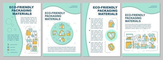 Ecologically friendly packaging brochure template. Flyer, booklet, leaflet print, cover design with linear icons. Vector layouts for presentation, annual reports, advertisement pages