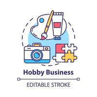 Hobby business concept icon. Amusement freetime activity. Creative work. Art courses idea thin line illustration. Vector isolated outline drawing. Editable stroke