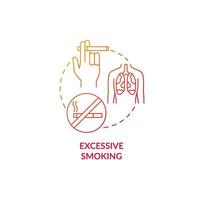 Excessive smoking red gradient concept icon. Pneumonia risk factor abstract idea thin line illustration. Chronic pulmonary disease. Quitting bad habit. Vector isolated outline color drawing