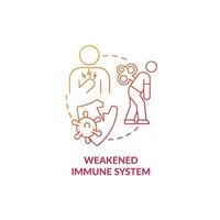 Weakened immune system red gradient concept icon. Pneumonia factor abstract idea thin line illustration. High risk of disease complications. Chronic conditions. Vector isolated outline color drawing