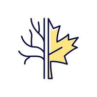 Maple tree RGB color icon. Official canadian arboreal emblem. Species of trees and bushes growing in Canada. Maple leaflet symbol. Isolated vector illustration. Simple filled line drawing