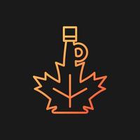 Maple syrup gradient vector icon for dark theme. Bottle of sweet sauce made of maple sap. Topping of golden color. Thin line color symbol. Modern style pictogram. Vector isolated outline drawing