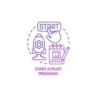 Initiate a pilot program concept icon. Research new technology. Launch short time project. Short period experiment abstract idea thin line illustration. Vector isolated outline color drawing