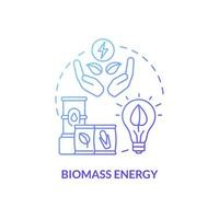 Biomass energy blue gradient concept icon. Natural renewable materials power abstract idea thin line illustration. Isolated outline drawing. Roboto-Medium, Myriad Pro-Bold fonts used vector