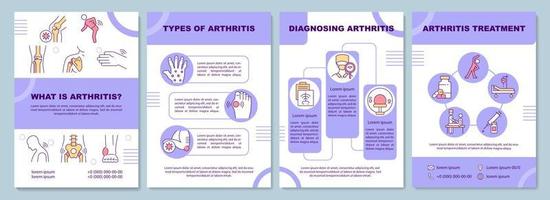 What is arthritis brochure template. Diagnosing and treatment. Flyer, booklet, leaflet print, cover design with linear icons. Vector layouts for presentation, annual reports, advertisement pages