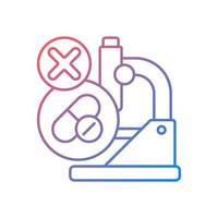 Failed research gradient linear vector icon. Setback in clinical trial. Improper dose selection. Lack of efficacy. Thin line color symbol. Modern style pictogram. Vector isolated outline drawing