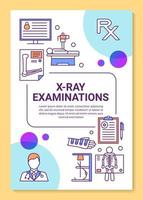 X-ray examination brochure template layout. Radiological survey. Hospital equipment. Flyer, booklet, leaflet print design, linear illustrations. Vector page layouts for reports, advertising posters