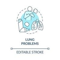 Lung problems blue concept icon. Respiratory disease. Bronchitis symptom. Chronic asthma. Physiotherapy abstract idea thin line illustration. Vector isolated outline color drawing. Editable stroke