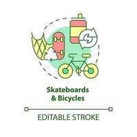 Skateboards and bicycles concept icon. Alternative, eco-friendly ways to get around city streets abstract idea thin line illustration. Vector isolated outline color drawing. Editable stroke