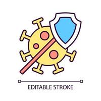 Covid insurance RGB color icon. Coronavirus treatment financial coverage. Protection during pandemic. Isolated vector illustration. Simple filled line drawing. Editable stroke. Arial font used