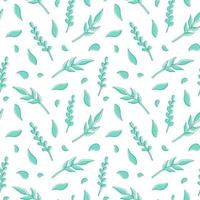 Natural vector seamless pattern leaves green elements on white background. Template for the design of wallpaper, tiles, fabrics and dishes