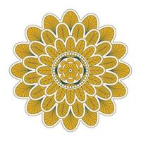 Mandala vector. A symmetrical round yellow ornament. Ethnic draw. Summer print vector