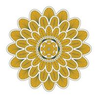 Mandala vector. A symmetrical round yellow ornament. Ethnic draw. Summer print vector