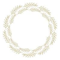 Natural vector frame. Gold leaves on white background. Template for greeting card, invitation, poster