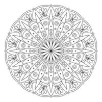 Mandala line vector. A symmetrical round monochrome ornament. Coloring ethnic draw vector