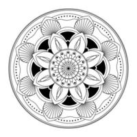 Mandala line vector. A symmetrical round monochrome ornament. Coloring vector