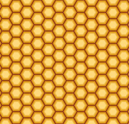 Orange vector seamless honey combs pattern. Honeycomb texture, hexagonal honeyed comb vector background