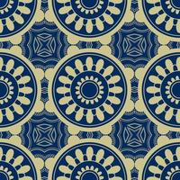Ethnic seamless tight vector pattern. Blue and gold mandalas. Can be used for design of fabric, covers, wallpapers, tiles.