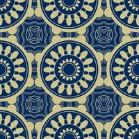 patrón de vector apretado sin fisuras étnicas. mandalas azules y doradas. se puede utilizar para el diseño de telas, cubiertas, papeles pintados, azulejos.