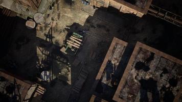 aerial view of abandoned old factory photo