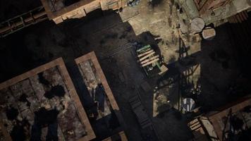 aerial view of abandoned old factory photo