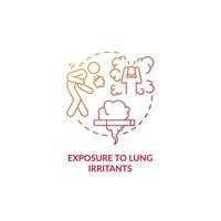 Exposure to lung irritants red gradient concept icon. Pneumonia risk factor abstract idea thin line illustration. Cigarette smoke. Air pollution. Airway diseases. Vector isolated outline color drawing
