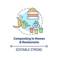 Composting in homes, restaurants concept icon. Nature protection. Waste recycling at home abstract idea thin line illustration. Vector isolated outline color drawing. Editable stroke