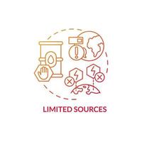 Limited sources red gradient concept icon. Non renewable fossil fuel resources abstract idea thin line illustration. Isolated outline drawing. Roboto-Medium, Myriad Pro-Bold fonts used vector