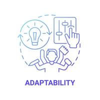 Adaptability blue gradient concept icon. Social entrepreneur characteristic abstract idea thin line illustration. Flexibility and ability to transform. Vector isolated outline color drawing
