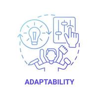 Adaptability blue gradient concept icon. Social entrepreneur characteristic abstract idea thin line illustration. Flexibility and ability to transform. Vector isolated outline color drawing