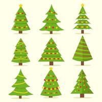 Collection of Christmas trees, modern flat design. Can be used for printed materials - leaflets, posters, business cards or for web. vector